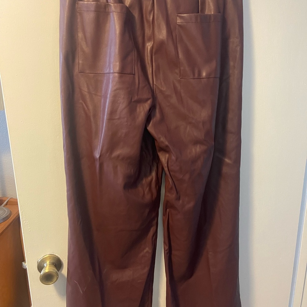PrettyLittleThing wide leg faux leather trousers. - Picture 2 of 5